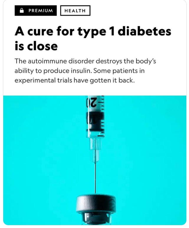 【I型糖尿病终于得到控制——这是百年来第一个真正的突破。】VertexPhar