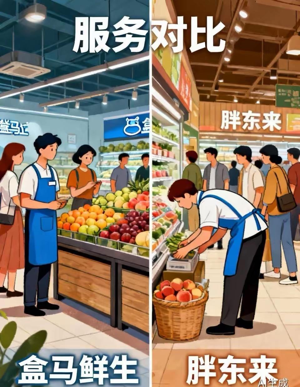 盒马鲜生的服务，一言难尽。去过河南许昌的胖东来，人家的服务确实非常出色，生意兴隆