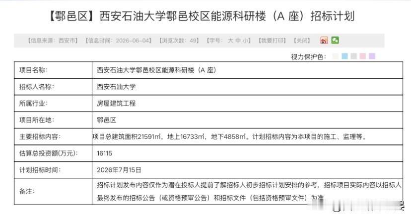 3.1亿落地鄠邑！西石大两座科研楼7月招标开建西安石油大学鄠邑校区迎来重磅基