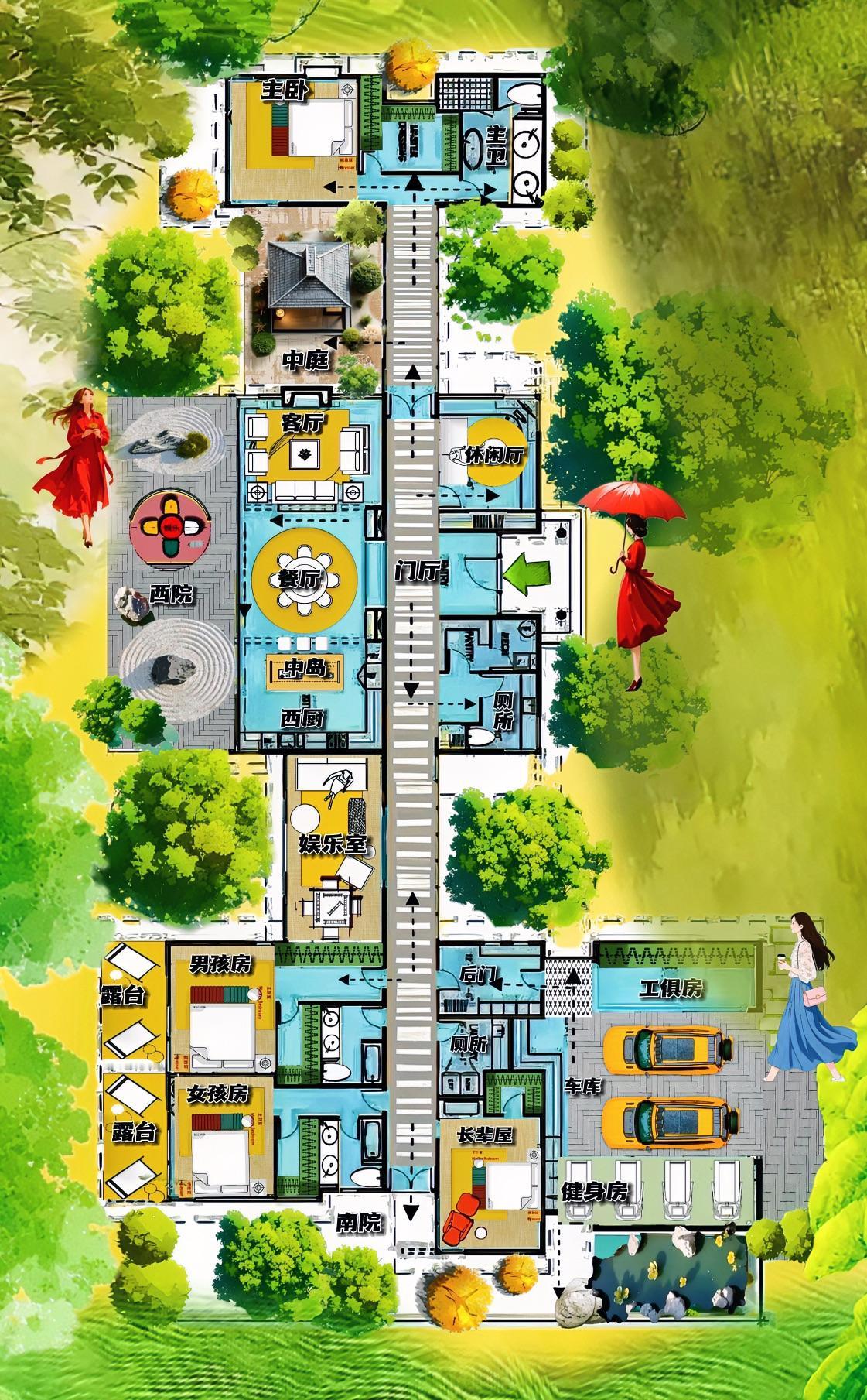 漂亮的自建房一举一动，处处都是景观，408㎡是才高八斗，人间最炫的大平层！三