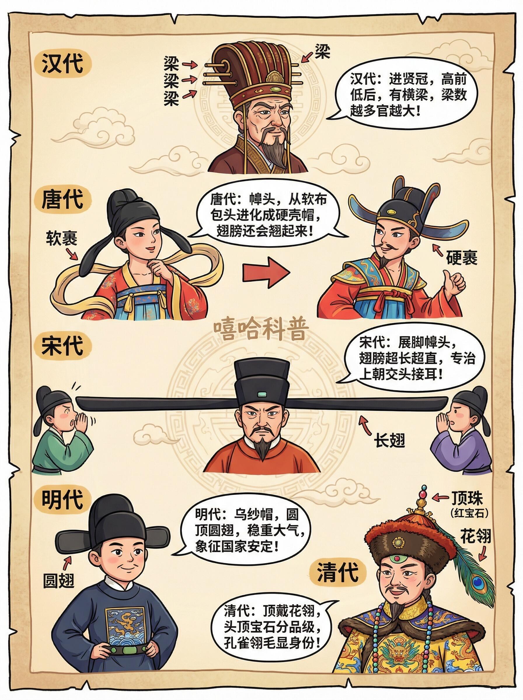 通过帽子看朝代。