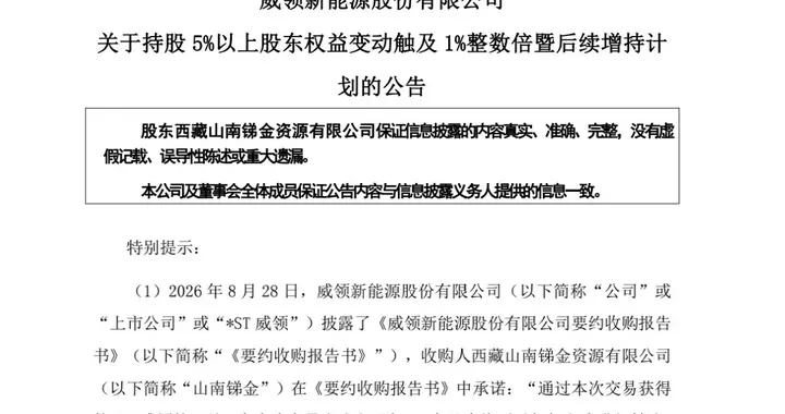 出价36次后落槌 ST威领连年亏损 兴业银锡如愿成为大股东
