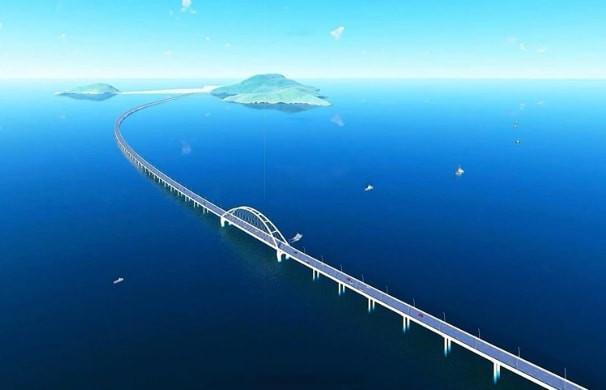 东南亚越南正在建设连接金瓯省与鸿快群岛（薯岛）的跨海大桥。桥长18公里，耗