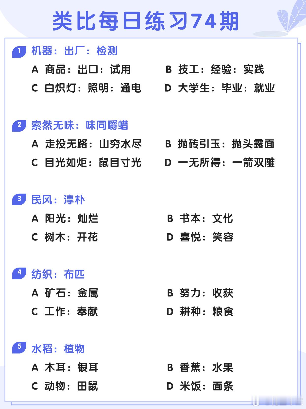 图推类比每日练习第74期图推难度：☆☆类比难度：☆☆开学元气加油站决战公考省考2