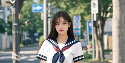 水手服下的完美比例这曲线是精心雕刻的