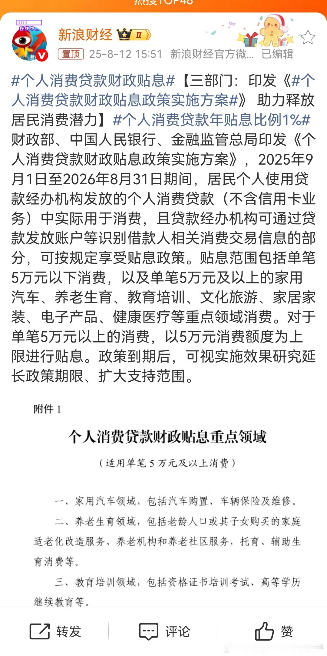 个人消费贷，贴息1%​​​