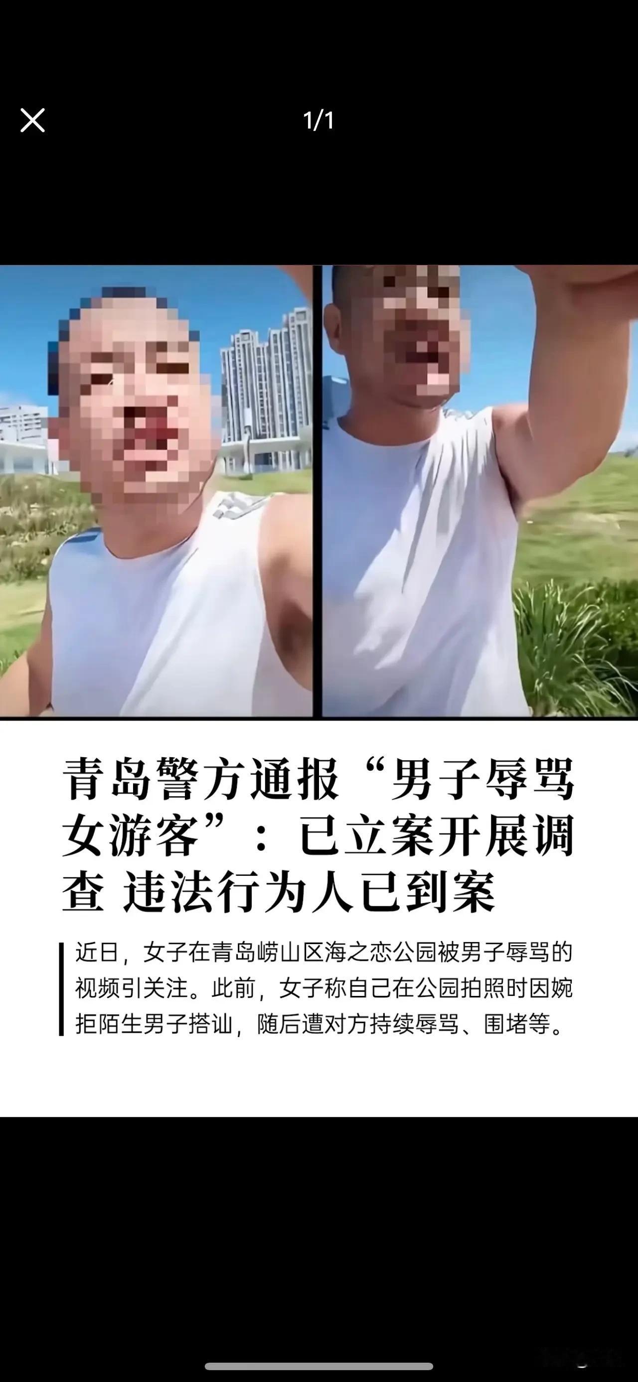 据说这位大兄弟出来道歉了！说他在这个公园跑了20多年步了，看到人家姑娘立杆拍