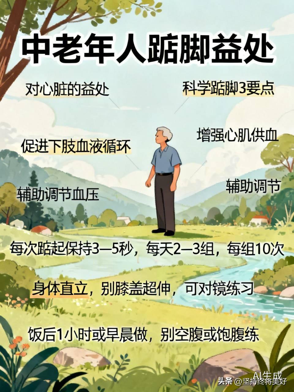 踮脚这个简单动作，对中老年人好处不少，除了有利心脏，还会带来这3种好处对心脏