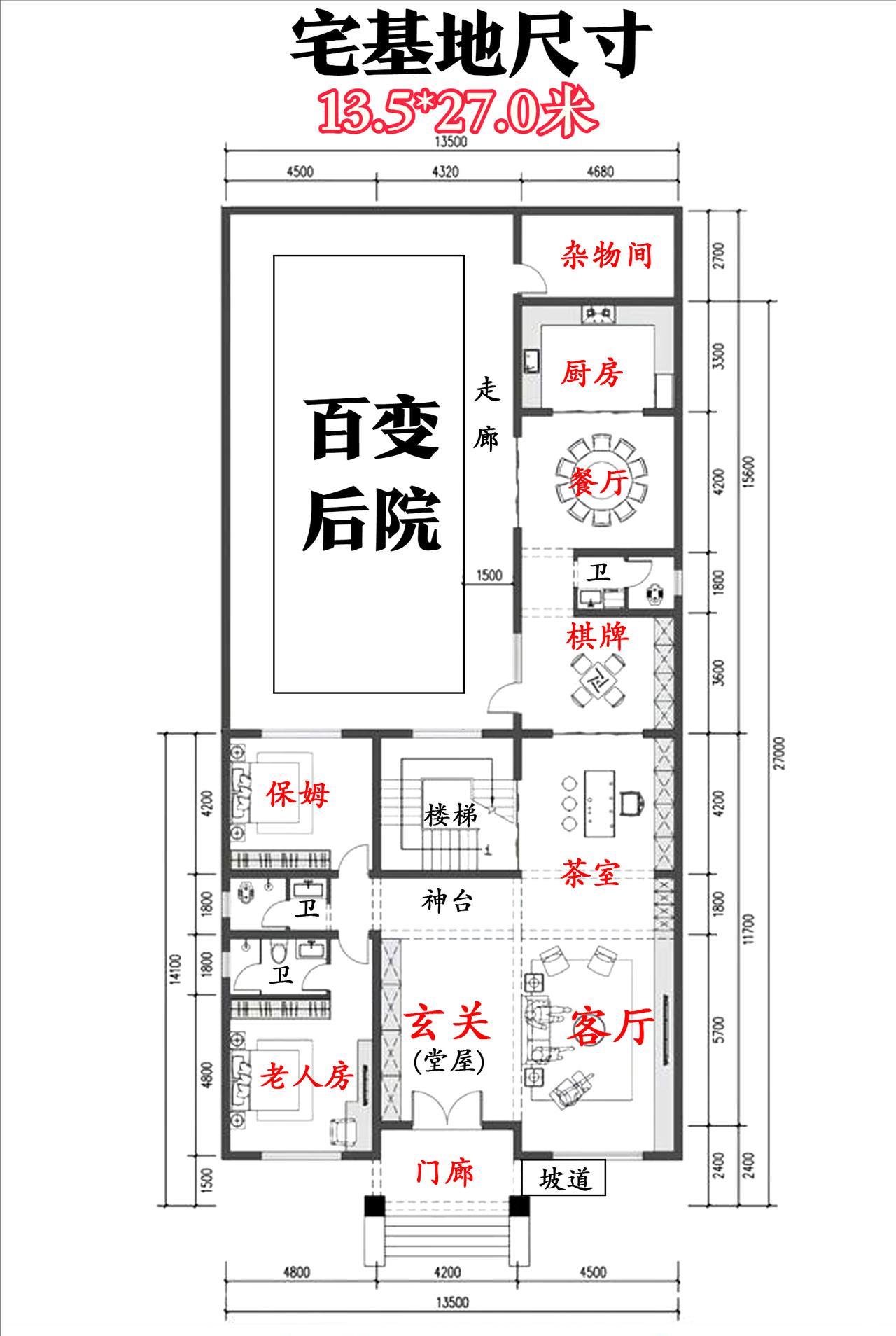 这是一款带“院子”的自建房图纸😡😡如果你的宅基地尺寸，刚好对得上，