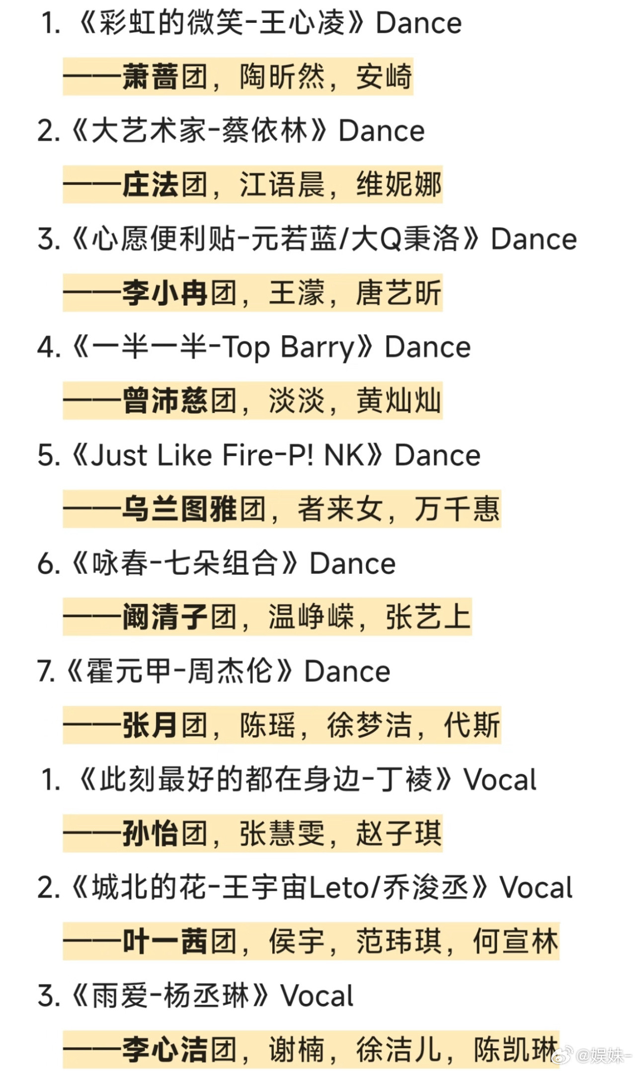 孙怡选了个vocal歌，可这组一个会唱歌的都没有，不会准备全垫音吧