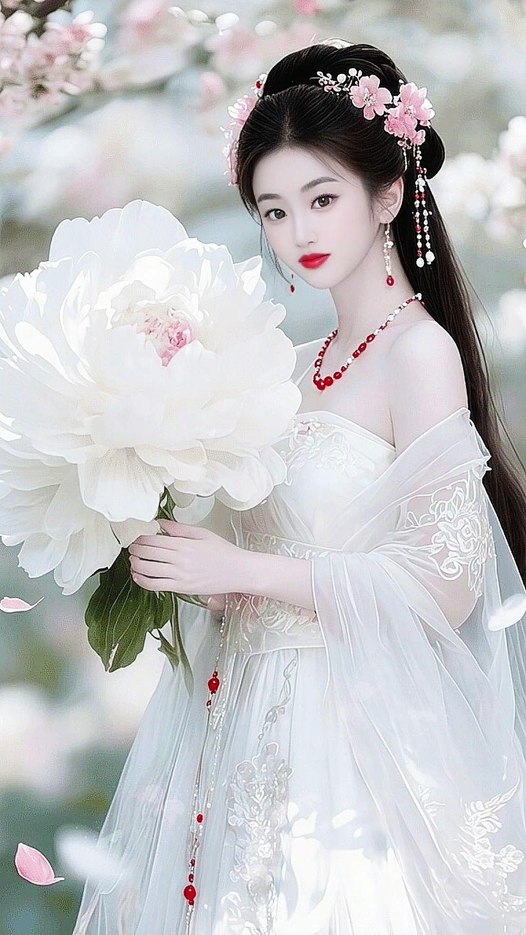 汉服与牡丹春天与汉服有多适配花神妆国风古韵汉服小姐姐