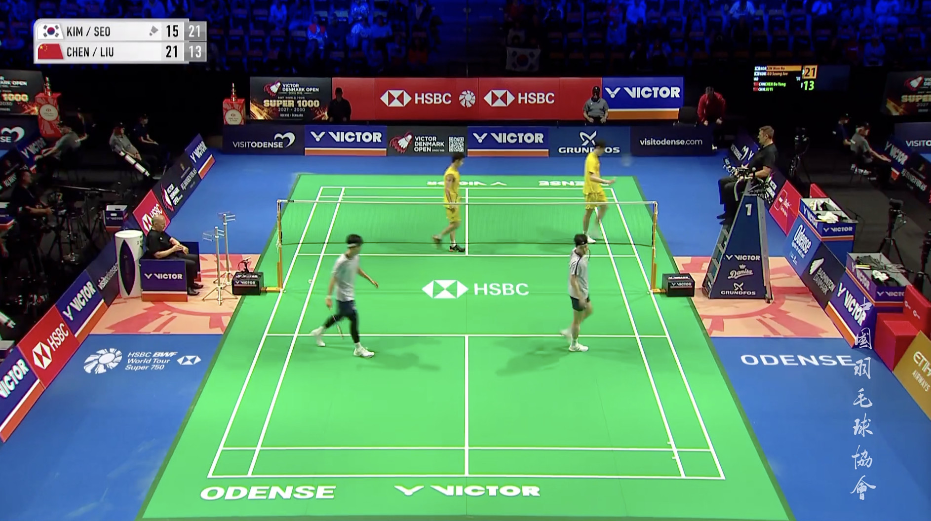 陈柏阳/刘毅🇨🇳21-15、13-21🇰🇷徐承宰/金元浩决胜局加油！