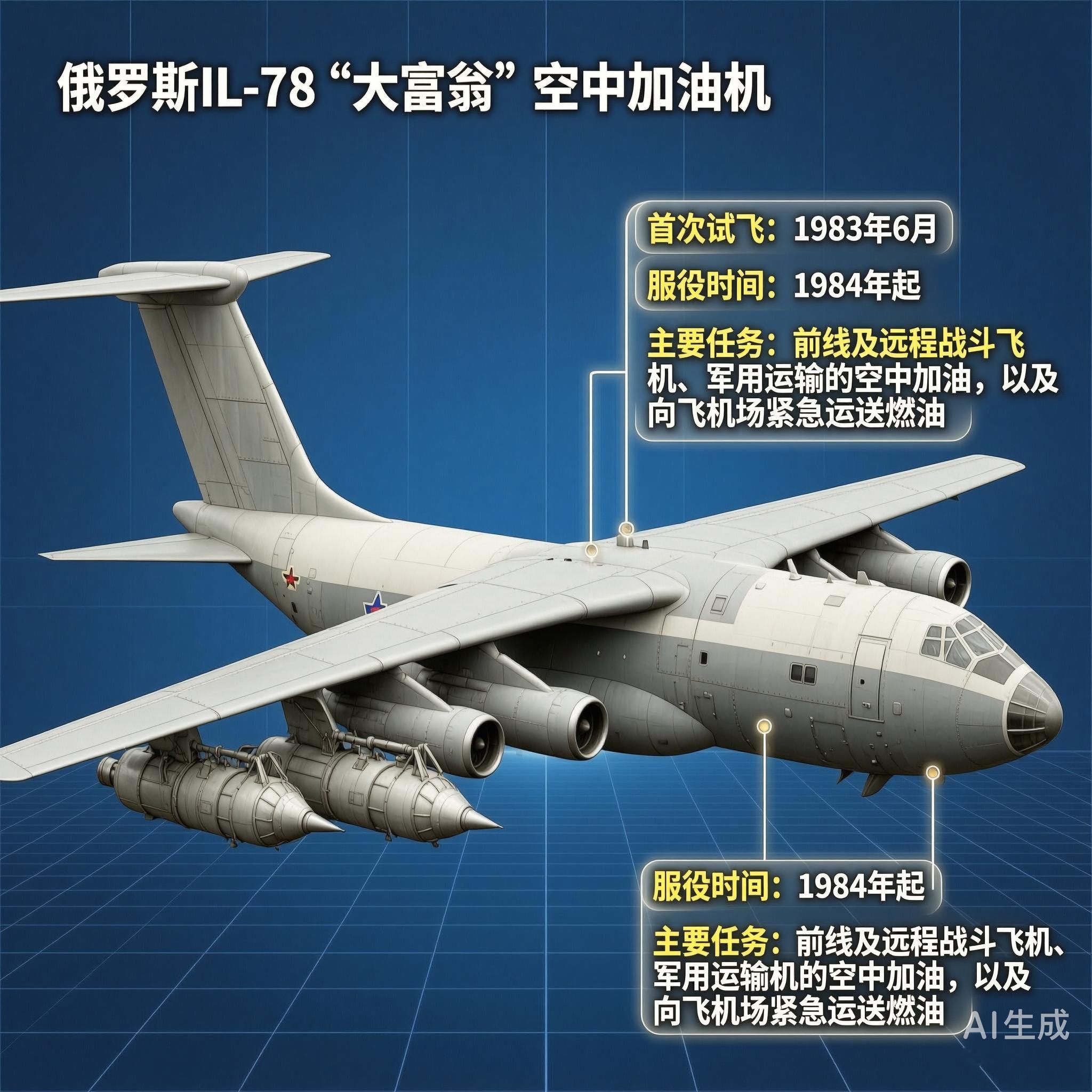 军事ai新视野俄罗斯IL-78“大富翁”空中加油机IL-78是伊留申设计局在I