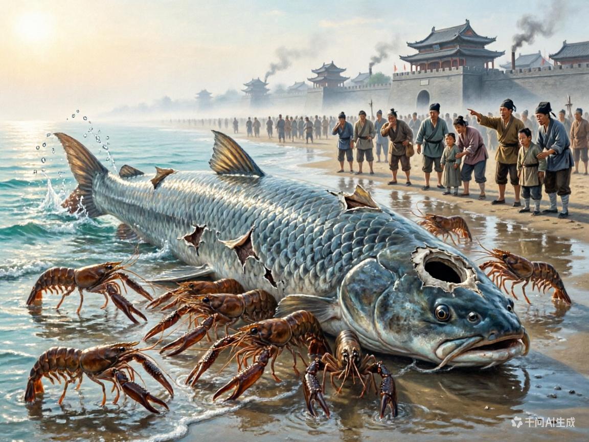 南宋绍兴二十年。浙江海盐县，出现过一条长一百丈的“怪兽”，围观百姓胆子大，居然把