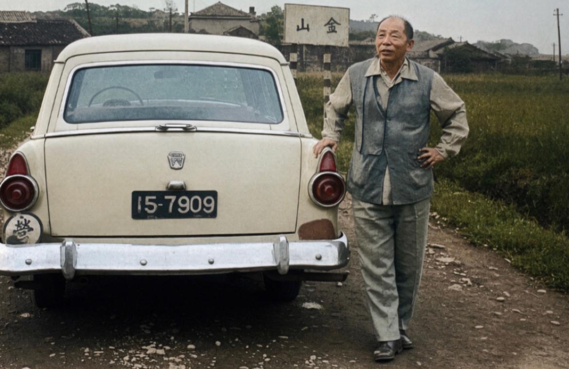 老照片里被幽禁的张学良，于1958年10月在台北郊区的乡间碎石路上，一手叉腰，另
