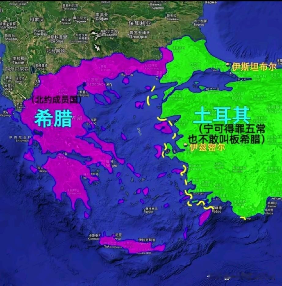 看看这个地图，你就能感觉到土耳其好像很委屈，明明是北约成员国的军事第二的存在，但
