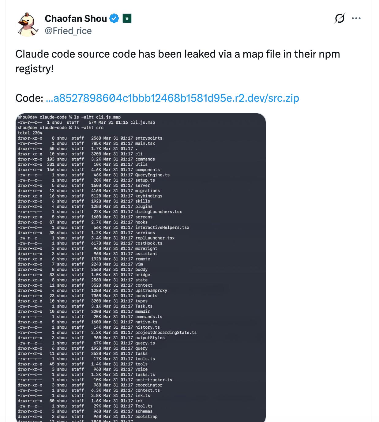 刚刚，ClaudeCode的源码泄露了，快去Fork。啥？源码泄露了，C