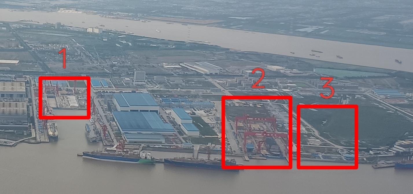 某岛沪东新厂区的建设进度又进了一步[并不简单]新的一号船坞已完工，接下来就等待