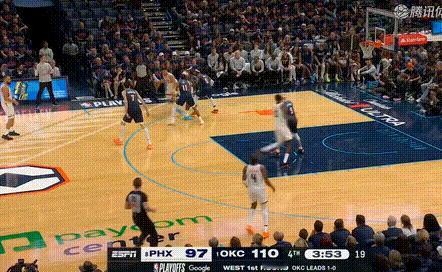 太阳顽强追分，分差来到10分！第四节太阳打出23-10太阳vs雷霆