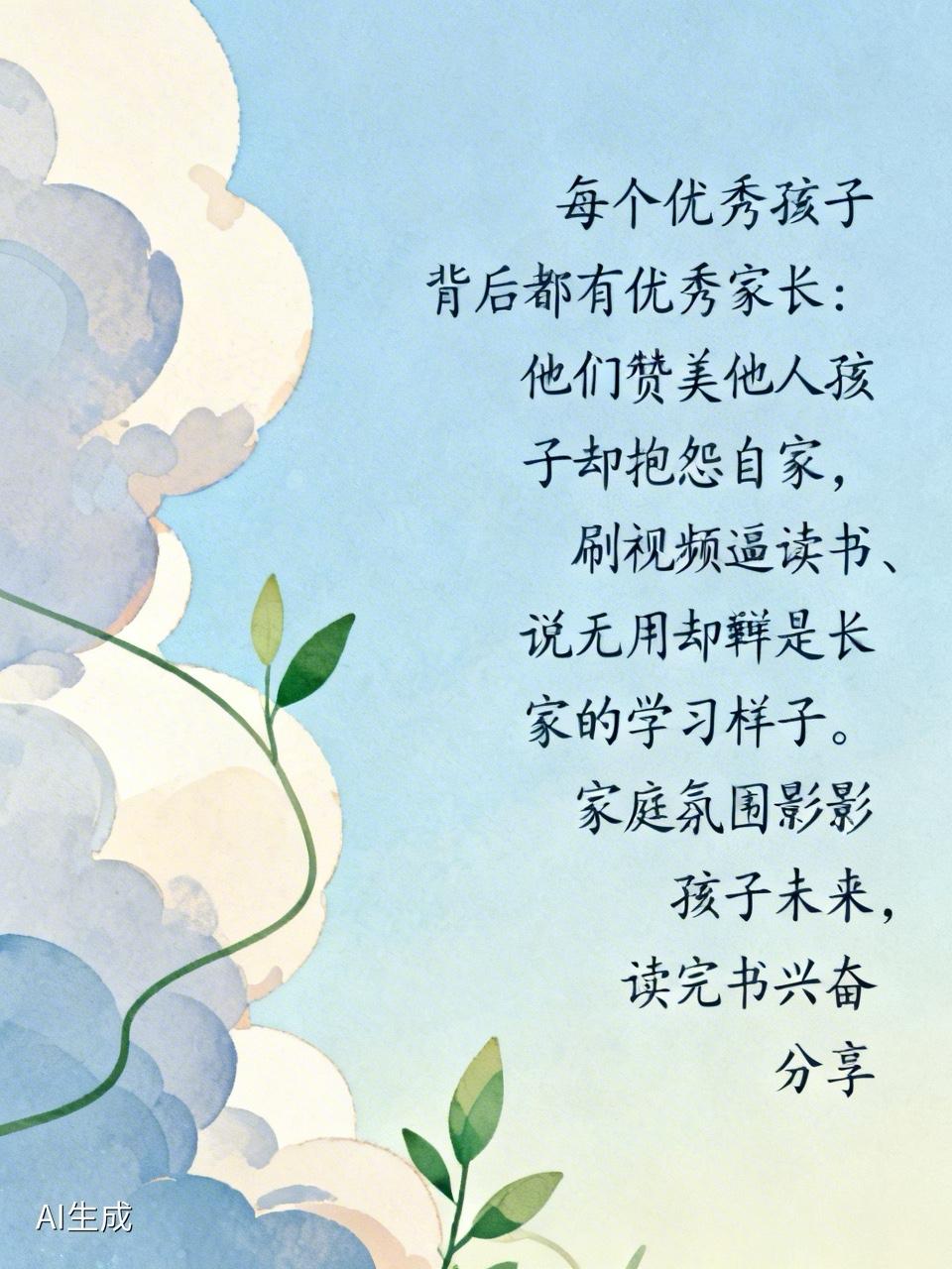 每一个优秀的孩子背后，都有一个优秀的家长：很多家长，一直对别人家优秀的孩子，给