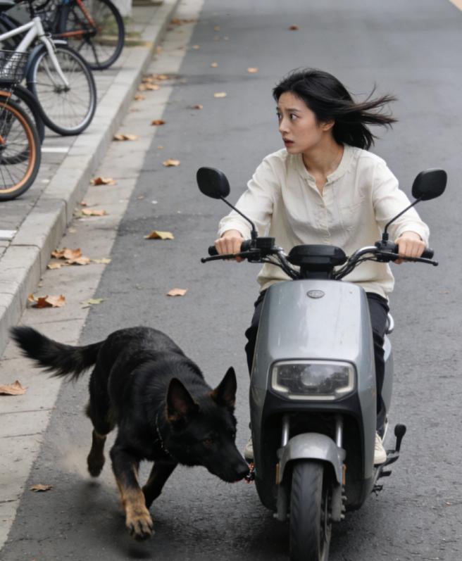 女子骑电动车上班时，被一只没拴绳子的大型狗撞翻在地，脑袋磕在地上没抢救过来去世了