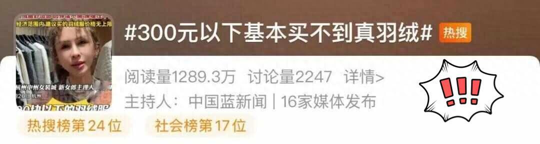 “300元以下无真羽绒服”是一句基本正确的废话。为什么这么说？一件应季的