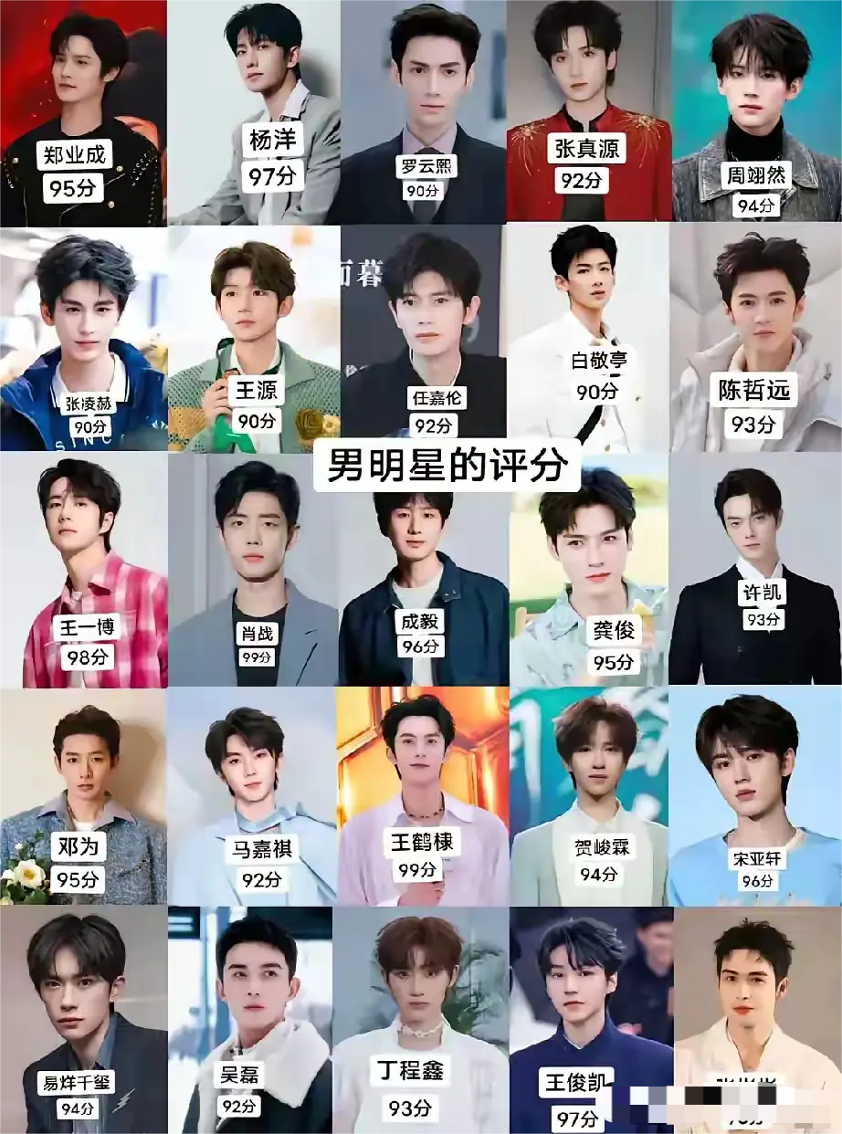 各个男明星的评分，看了什么想法？