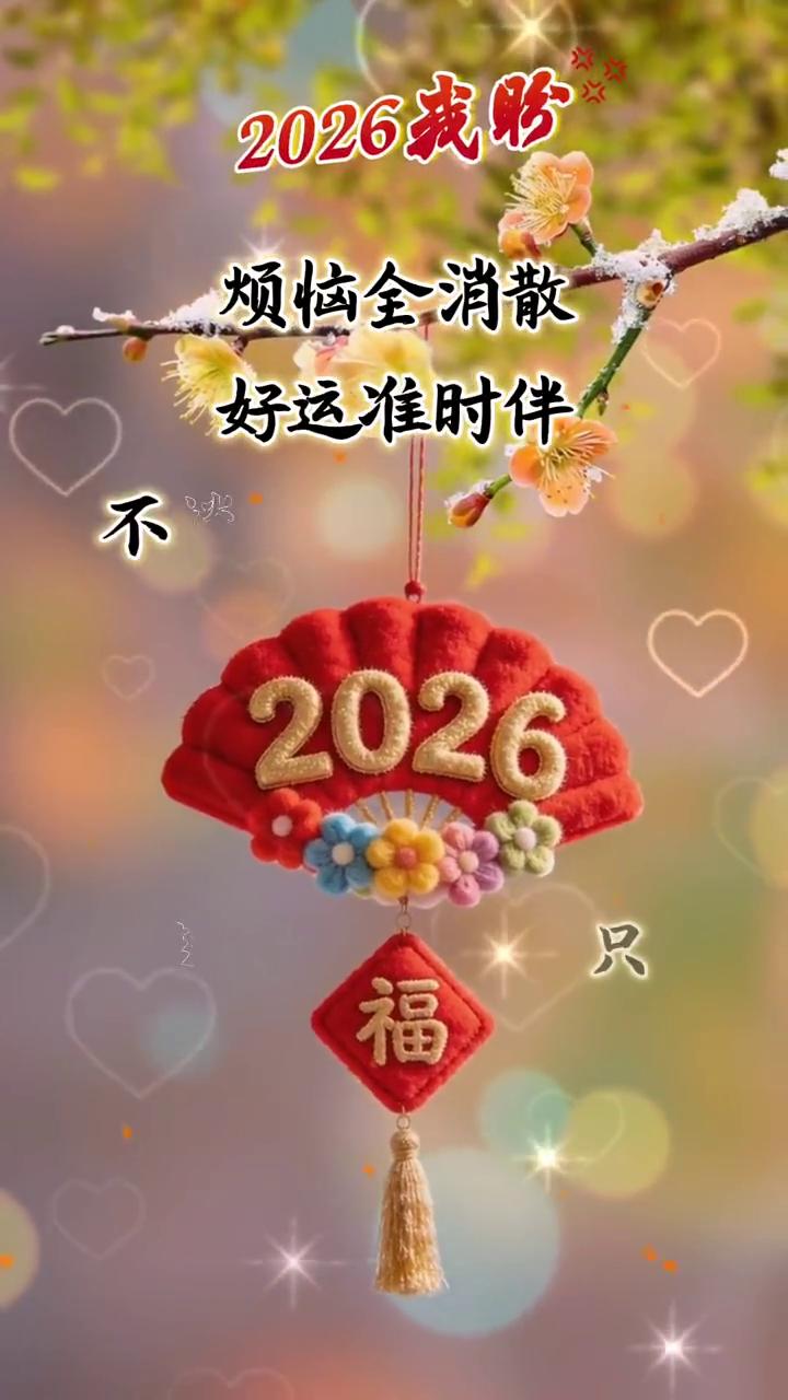 2026我盼烦恼全消散，好运准时伴。不谈从前，不叹如果。2026越来越好，只愿新