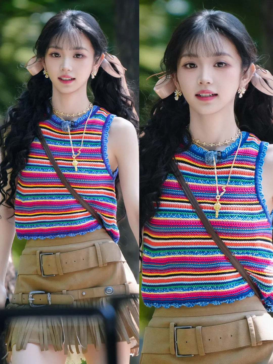 田曦薇上班路透，双马尾造型少女感拉满