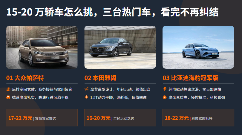15‑20万轿车怎么挑，三台热门车，看完不再纠结到了这个价位，B级车守门员，咱们要的就是面子里子都得