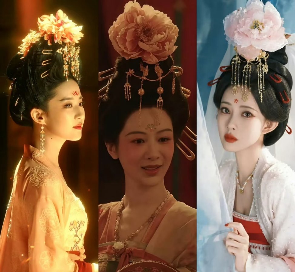 簪花仕女造型属于唐朝比较贵气的妆造…都是根据剧情以及剧组要求做的妆造，并不属于哪