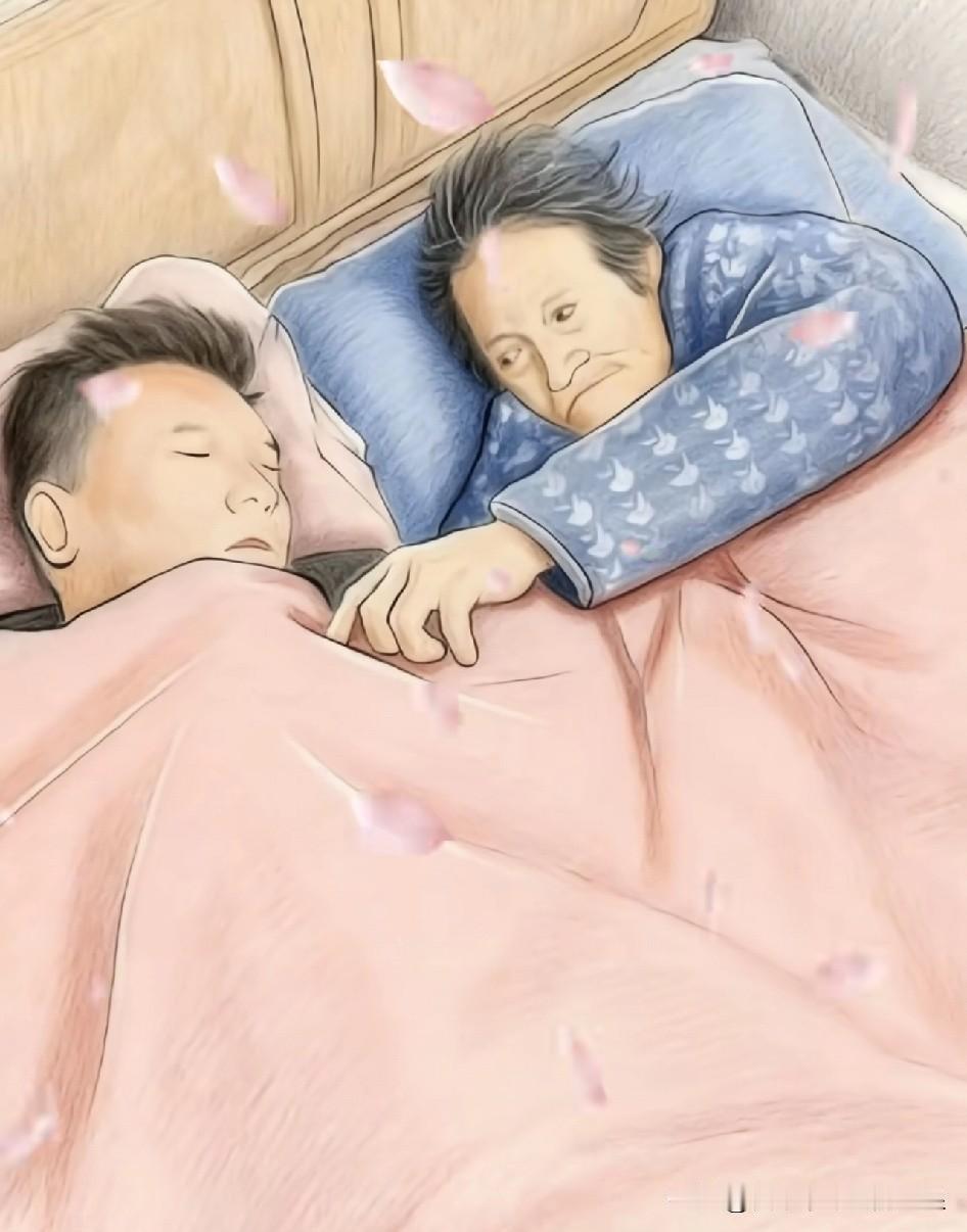 山东一男子照顾病危的母亲，由于太过于疲惫，不知不觉地躺在母亲身边睡着了，当他醒来