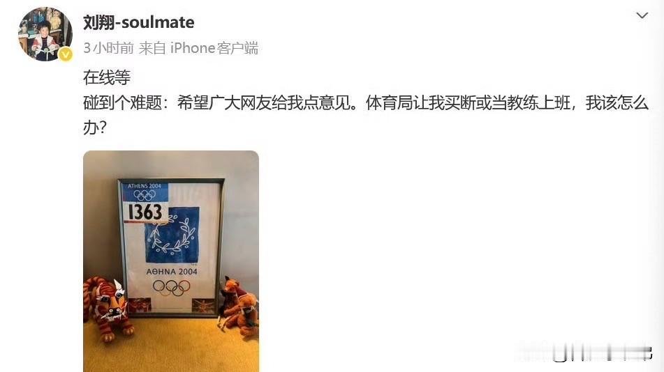 直接冲上热搜第一，压力给到上海体育局。刘翔发文在线求助，面临买断工龄或是留校当