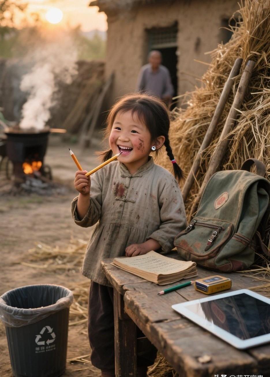 看到一张80年代小女孩写作业的照片，很多人上来就说是假的。天都快黑了，还在院子