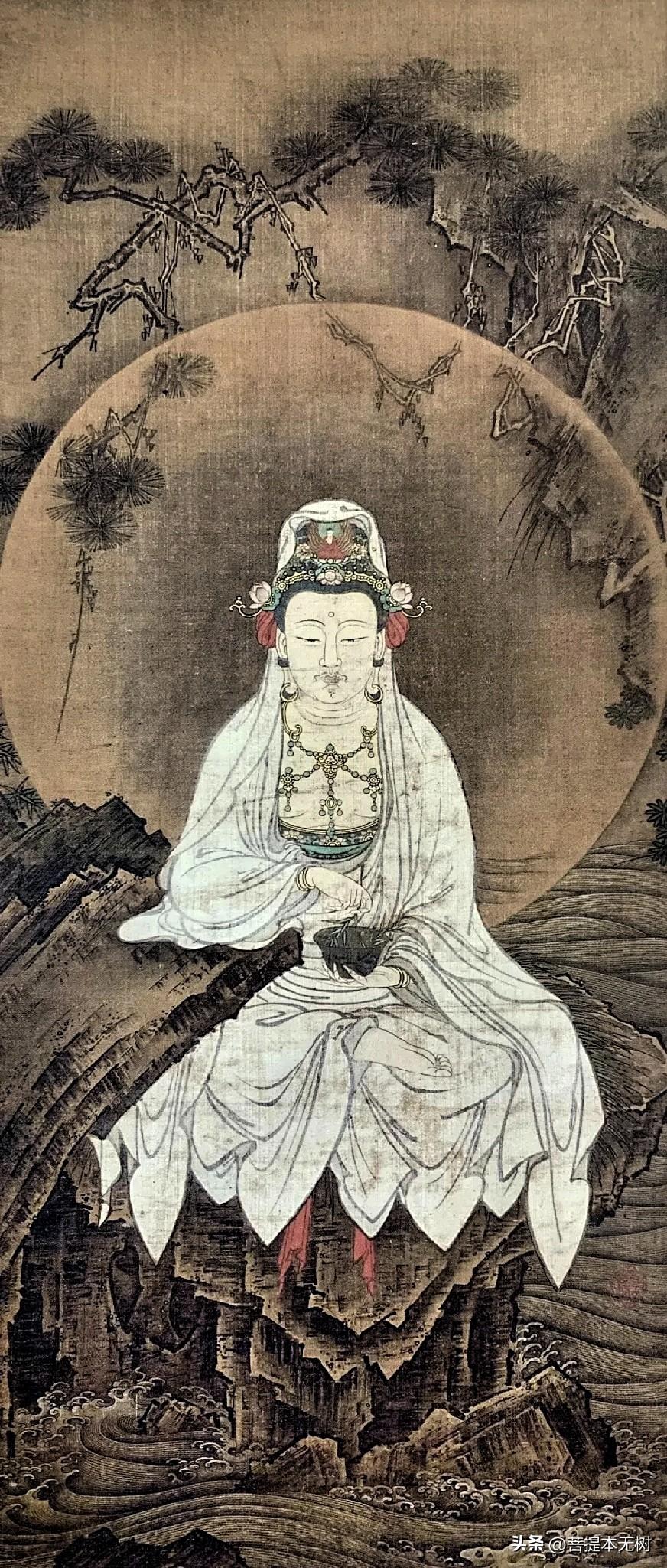 古画白衣观音｜三十三观音里最为圣洁的白处大士在观音三十三化身之中，白衣观音