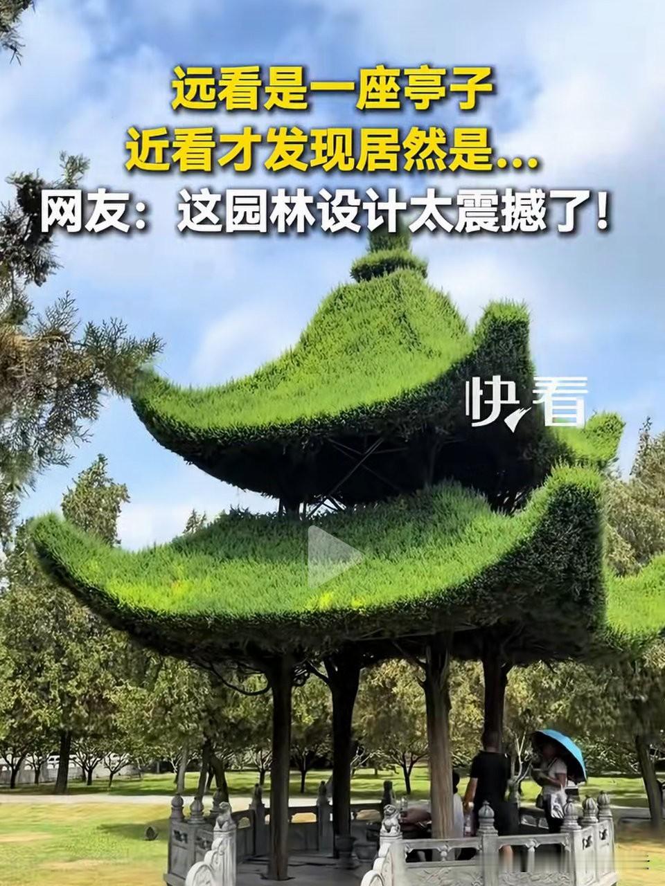 这设计师真是高手，真是绝了！它是亭子吗？真的是亭子吗？请你睁大眼睛看，或用放大