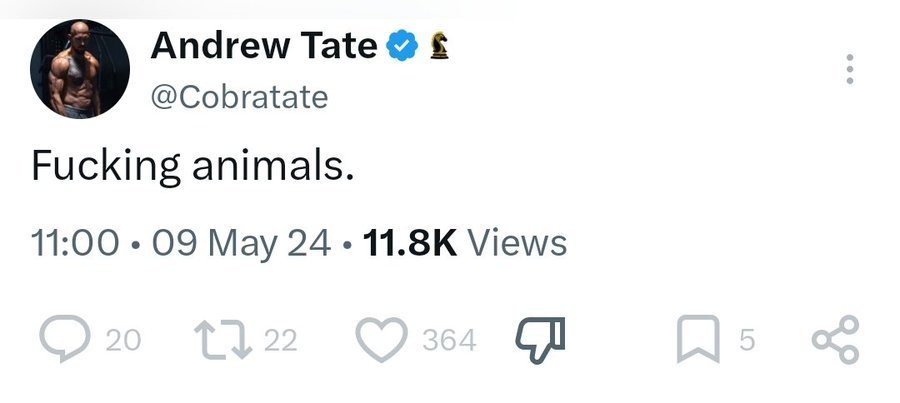 他的粉丝说Tate从不说谎，但我没想到是字面意义上的从不说谎​​​
