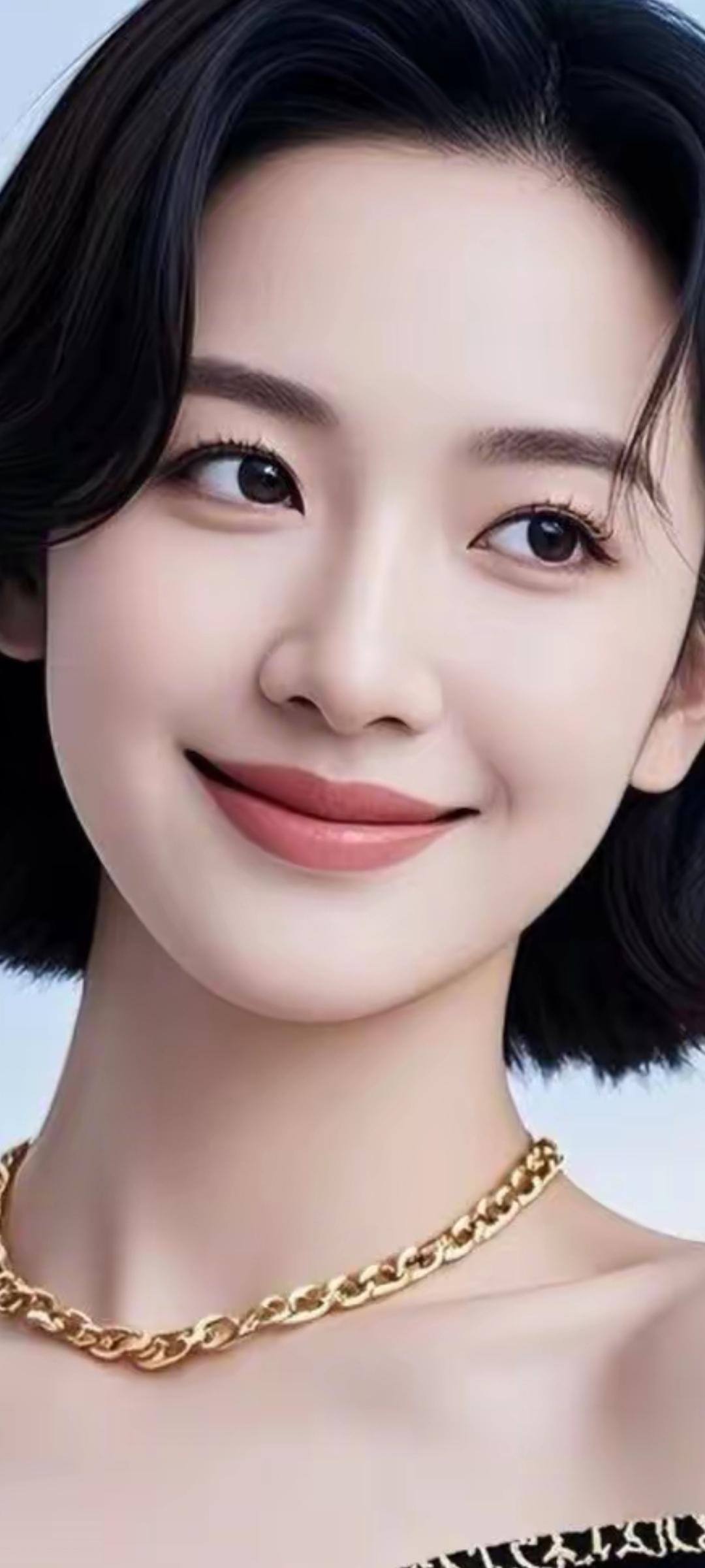 甜美笑容，金链闪耀，气质满分！💖✨