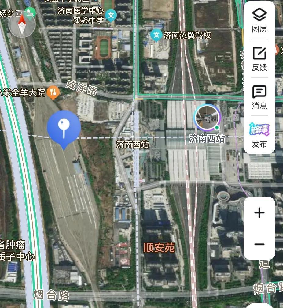 看顺安苑的位置，直接堵死了济南西站扩建的可能。想破脑袋也想不出来为啥安置的建在这