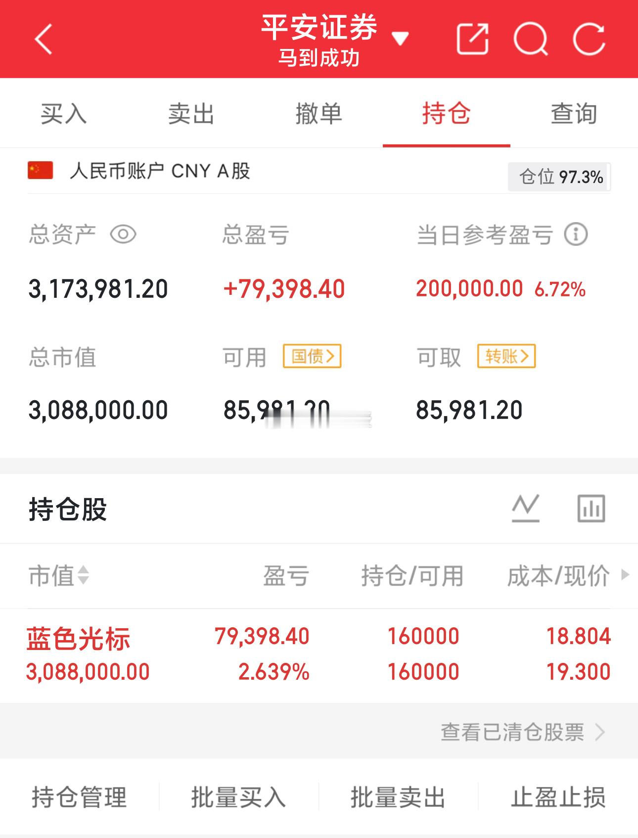 300万本金，目标1年做到1500万，1年翻五倍，欢迎各位关注！（第19天）持