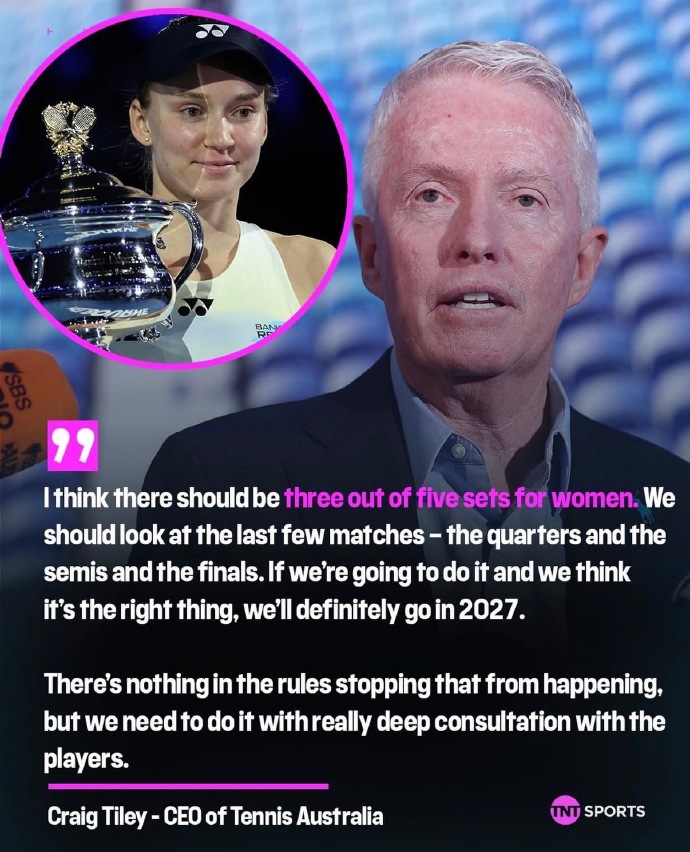 澳网或将推行五盘三胜制：赛事总监透露女子赛最后阶段重磅改革