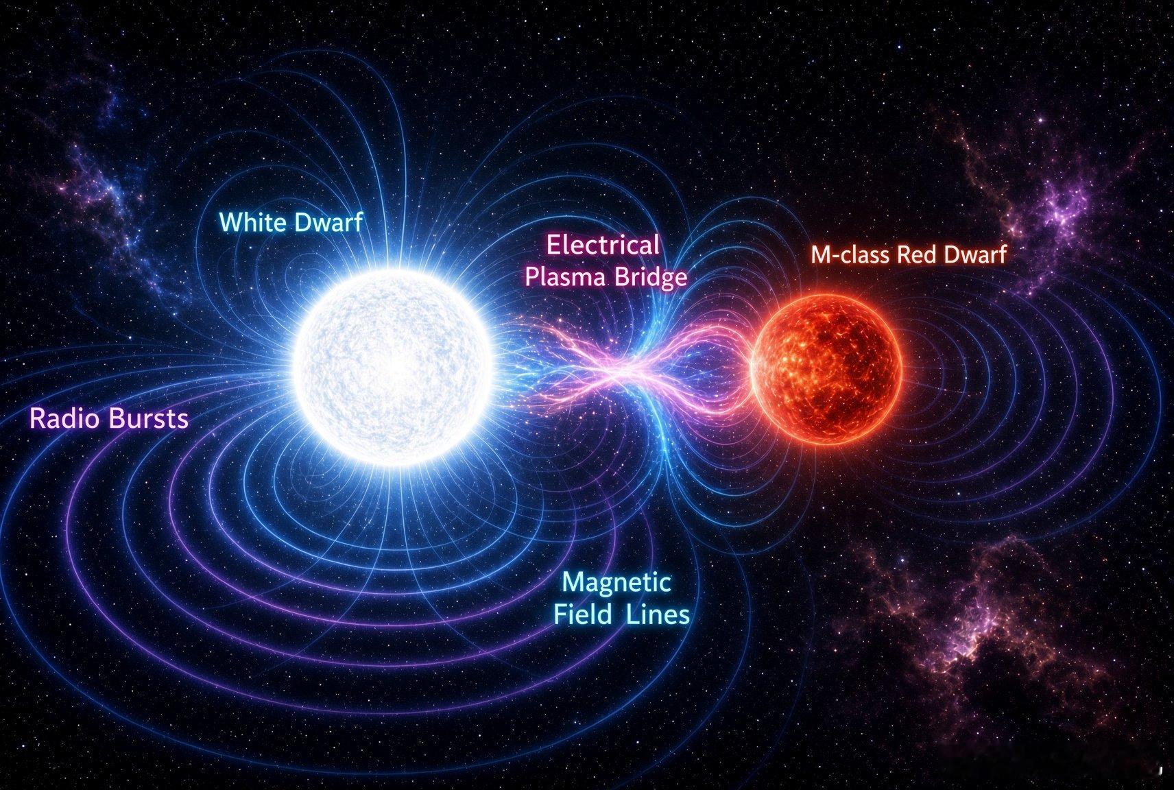 同步的恒星对通过类似木星–艾奥的机制触发射电暴一些双星系统表现出意外的长周期射电