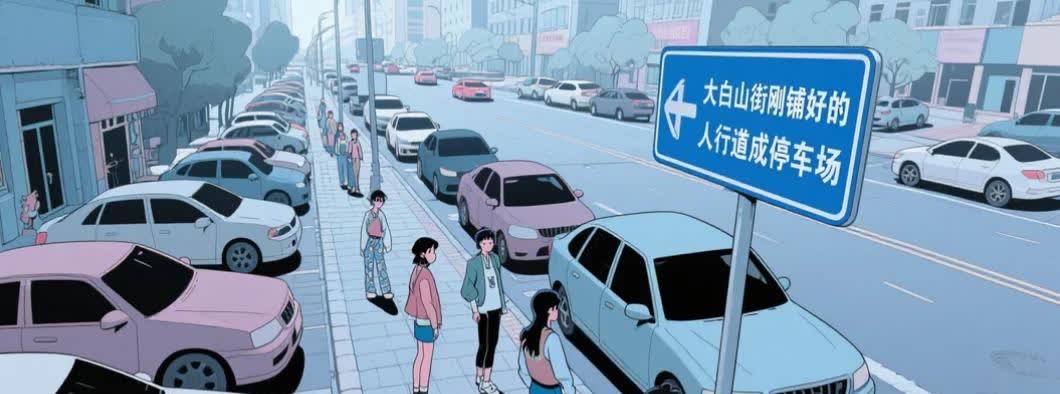 "停车场"，老人孩子被逼走机动车道😡】乌鲁木齐大白山街力鼎