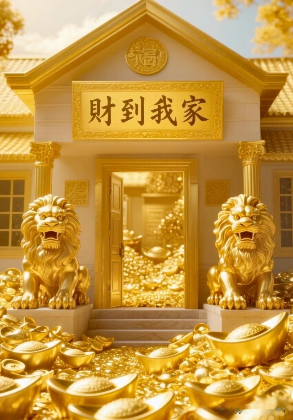 雄狮守金库，岁岁皆暴富。