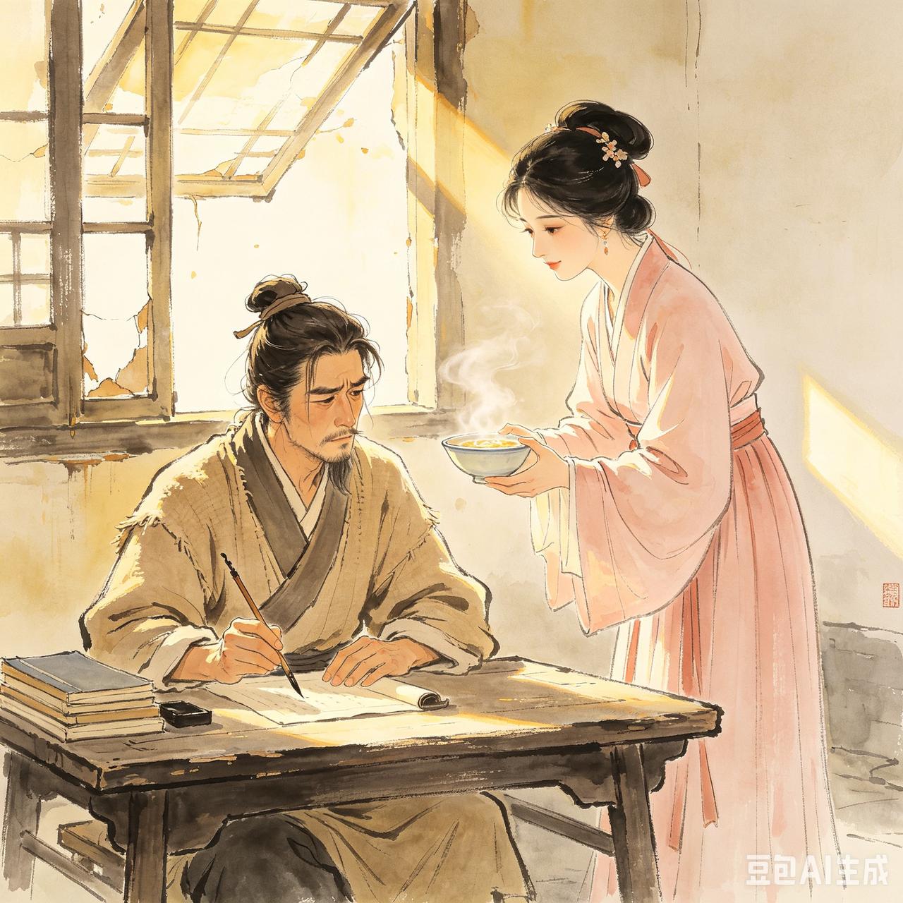 北宋年间，有个叫唐起的书生，未发迹时穷困潦倒，常遭人白眼。邻居寡妇金氏却独具慧眼