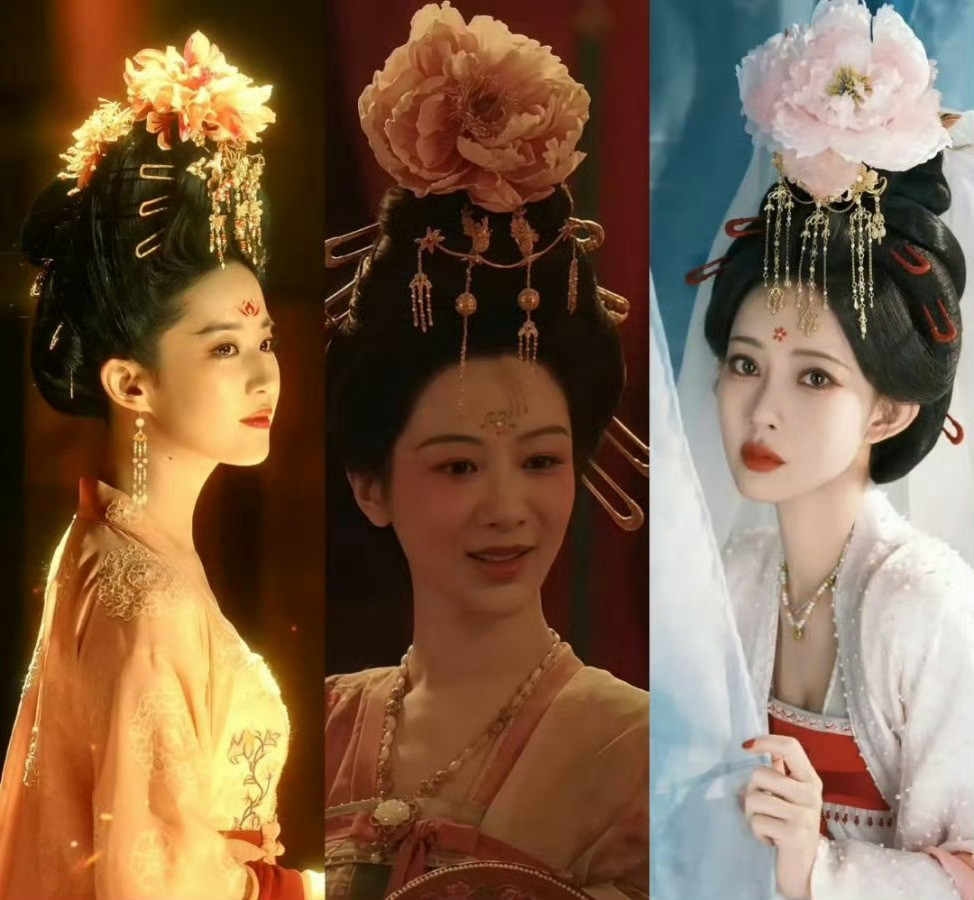 杨紫孟子义妆造，簪花仕女造型属于唐朝比较贵气的妆造…都是根据剧情以及剧组要求做的