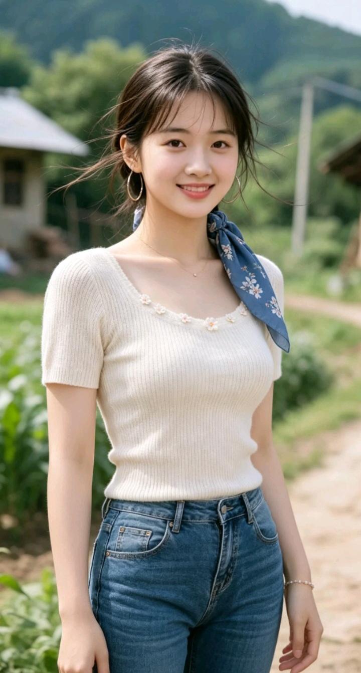 一个女孩在田间小路上微笑。人这一生有什么东西永远属于自己田间小路治愈系女生笑