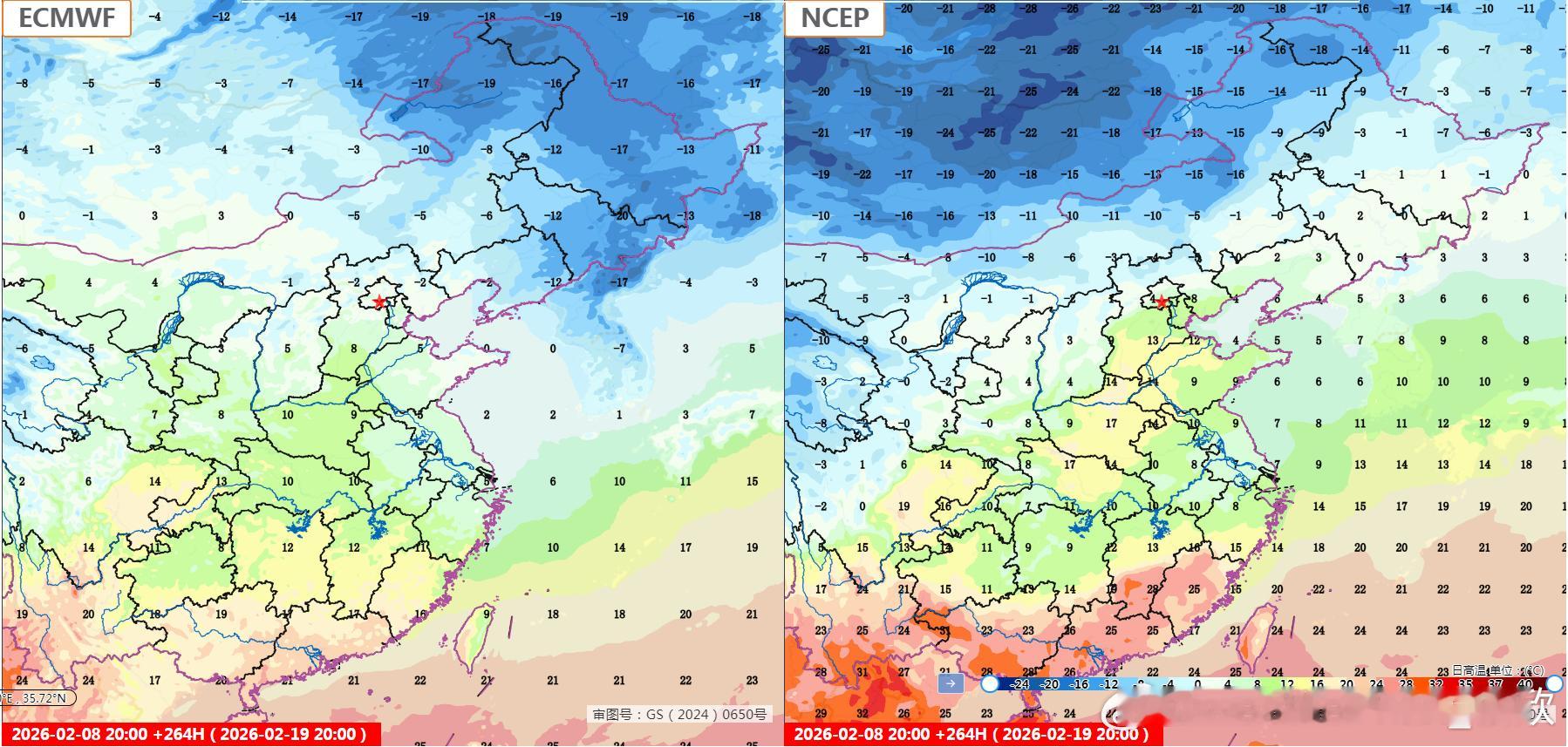 【春节假期气温多起伏】从目前数值预报的对比看，春节假期2月15日-23日，也就是