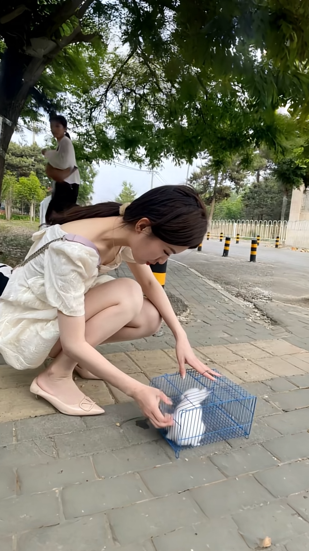 和闺蜜出来玩买只可爱的小兔子