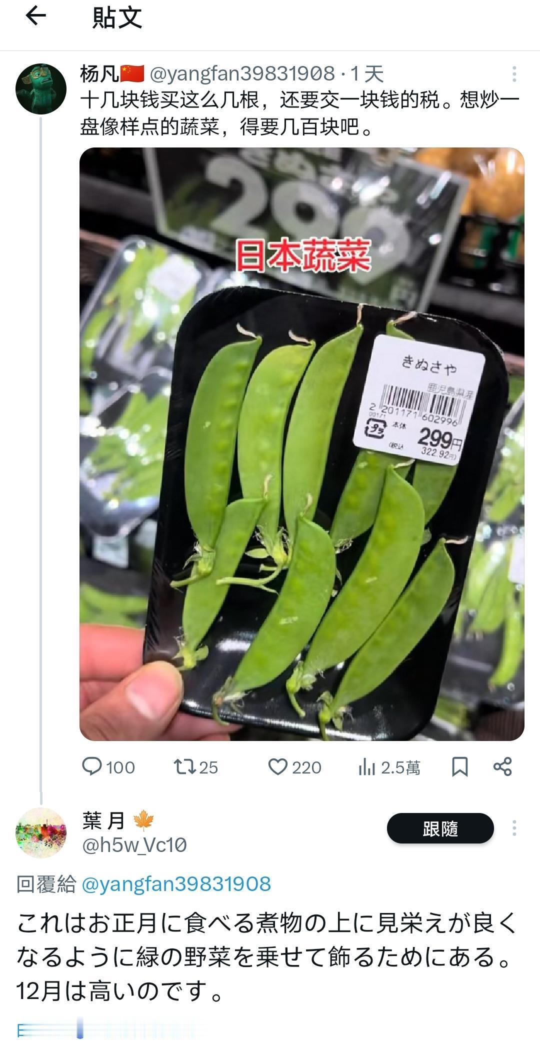 九个荷兰豆角卖300多日元！！！这完全没在搞笑，且已经日本人核实：“这是